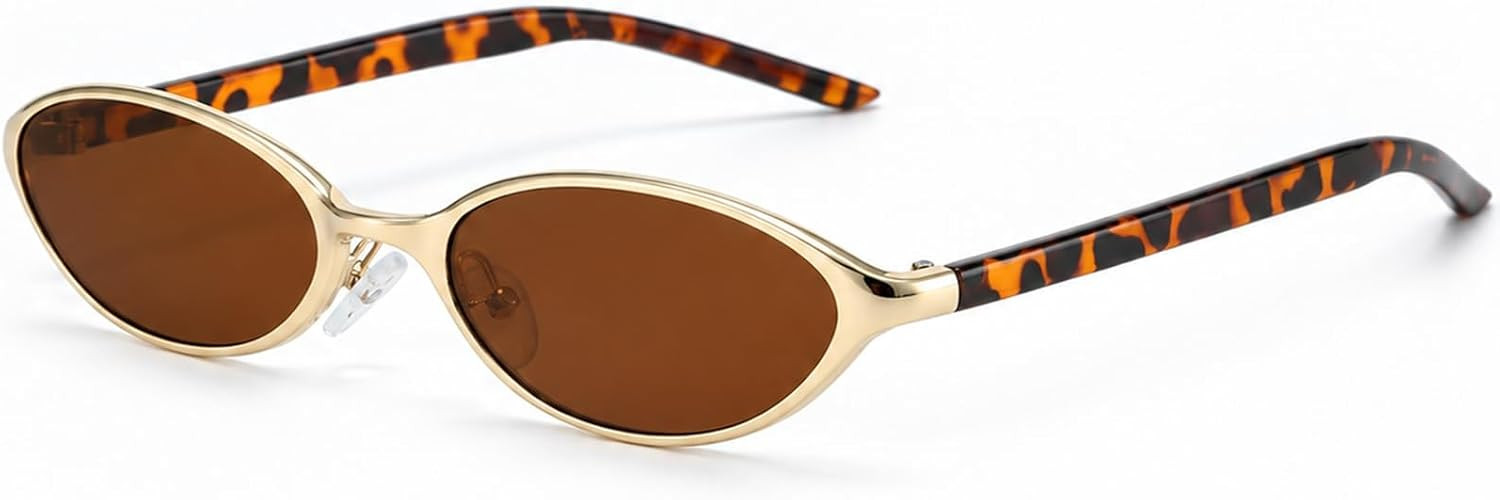 Y2K Trendy Oval Sunglasses for Womens 90s Cat Eye Narrow Sunnies | Amazon (US)