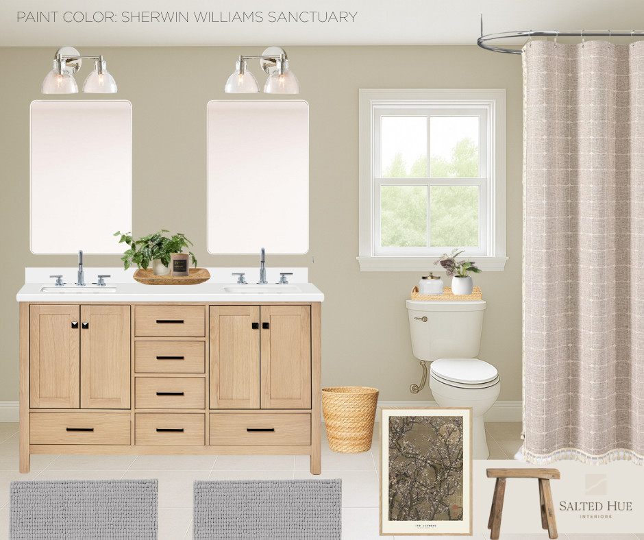 For this client's bathroom design, we started with the vanity as a starting point and gave them options for both classic fixtures and to go bold. Timeless design, with accessories that can change the entire look. Would you pick the pop of color or stay in neutral? 

 #LTKHome #LTKSaleAlert #LTKStyleTip