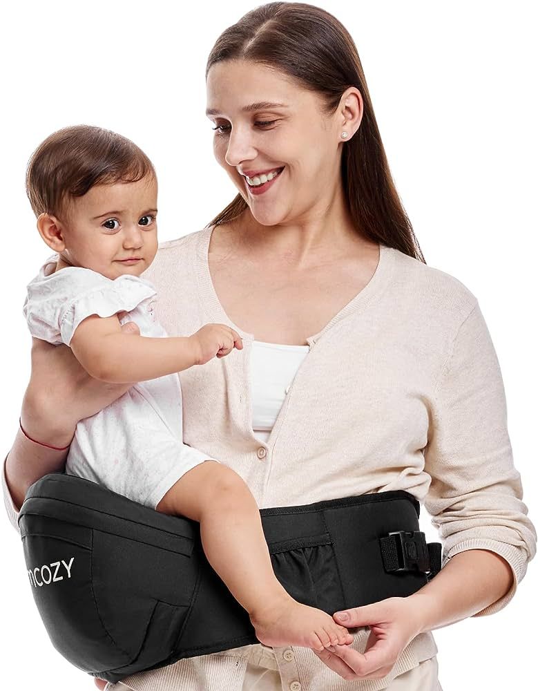 Momcozy Hip Seat Baby Carrier - Adjustable Waistband with Original 3D Belly Protector & EVA Massa... | Amazon (US)