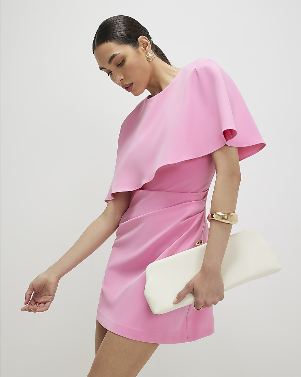 Pink Cape Mini Dress | River Island UK & IE