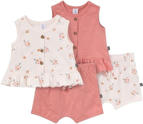 Modern Moments by Gerber Baby Girls' 4-pack Peplum Top & Short Set | Amazon (US)