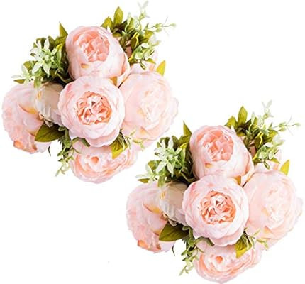 Foraineam Peony Artificial Flowers Home Centerpiece Decor Silk Fake Peonies Wedding Bouquets, Pac... | Amazon (US)
