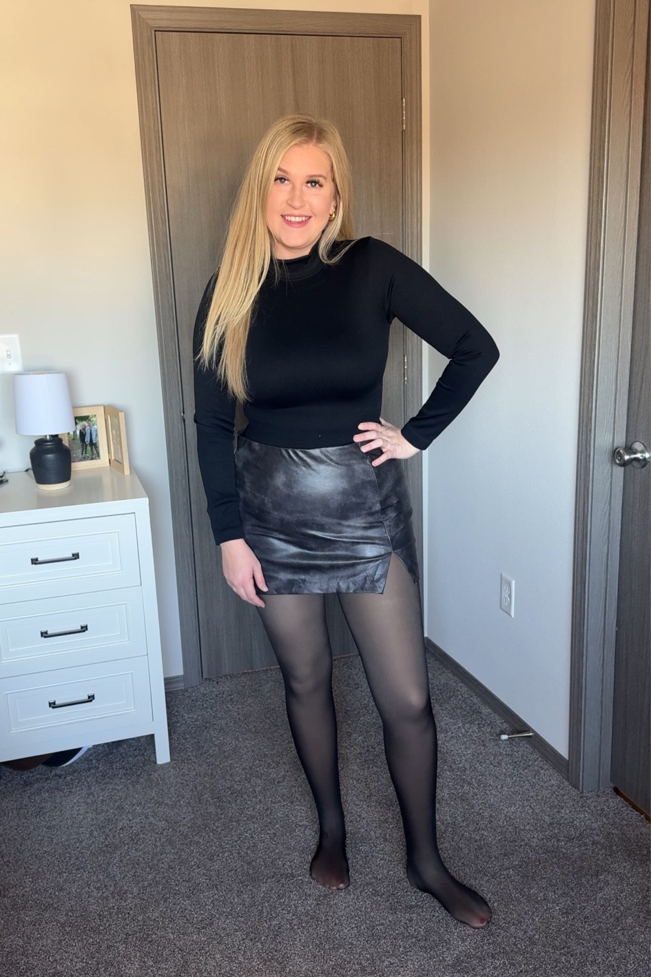 My newest faux leather mini skirt is here! Paired it with fleece-lined tights from Amazon and the most flattering, slimming bodysuit for an easy winter outfit! 

#LTKSeasonal #LTKmidsize #LTKfindsunder50