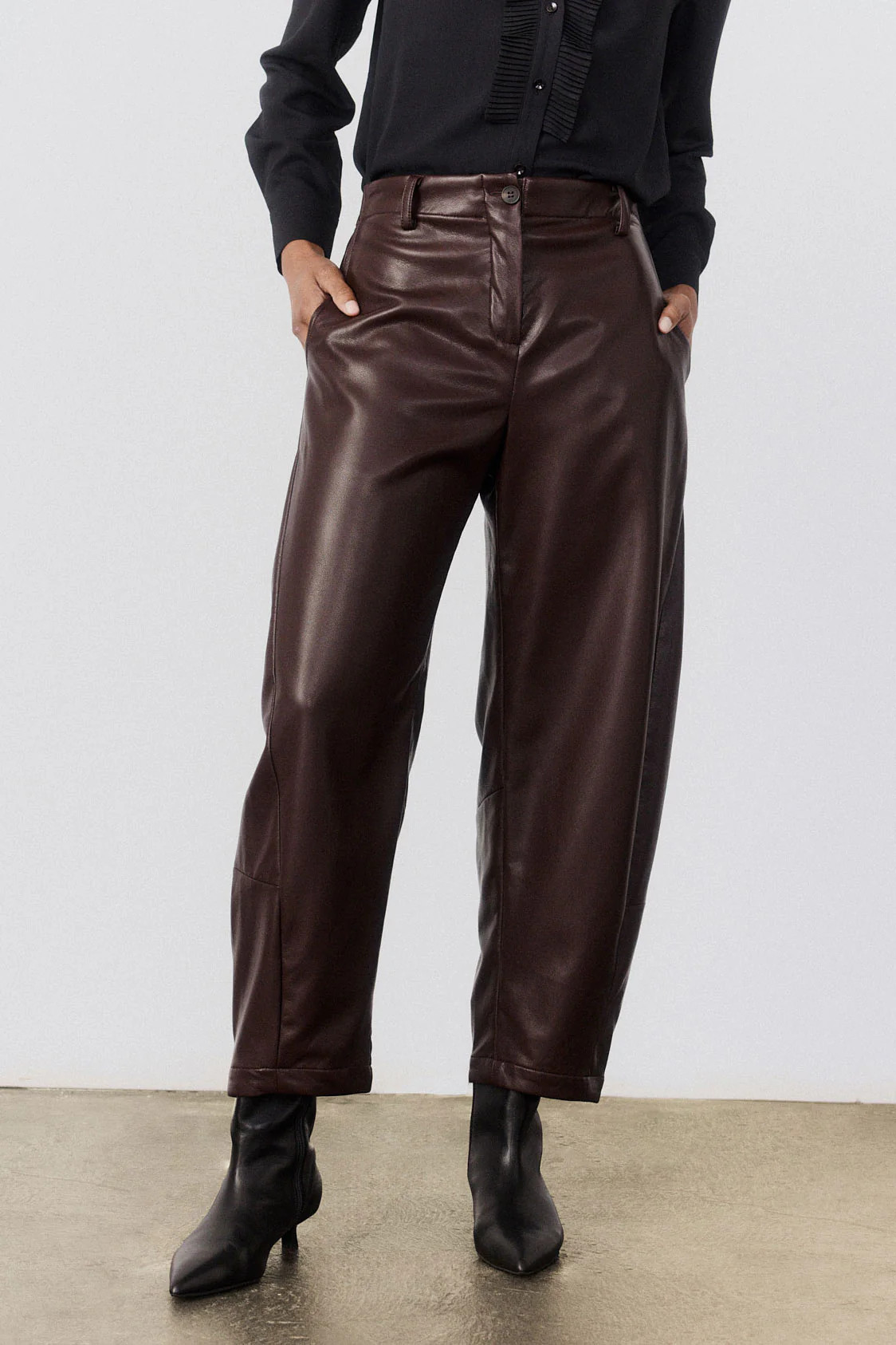 The Vegan Leather Uptown Loose Work Pants | Ruti