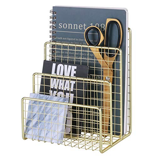 Geiornzer 3 Slots Letter Holder, Metal Multifunctional File Holder for Mails, Books, Brochures and P | Amazon (US)