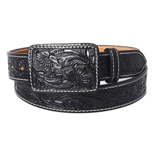 American Darling Beautifully Hand Tooled Black Genuine American Leather Belt Men and Women Western Belt with Removable Buckle | Amazon (US)