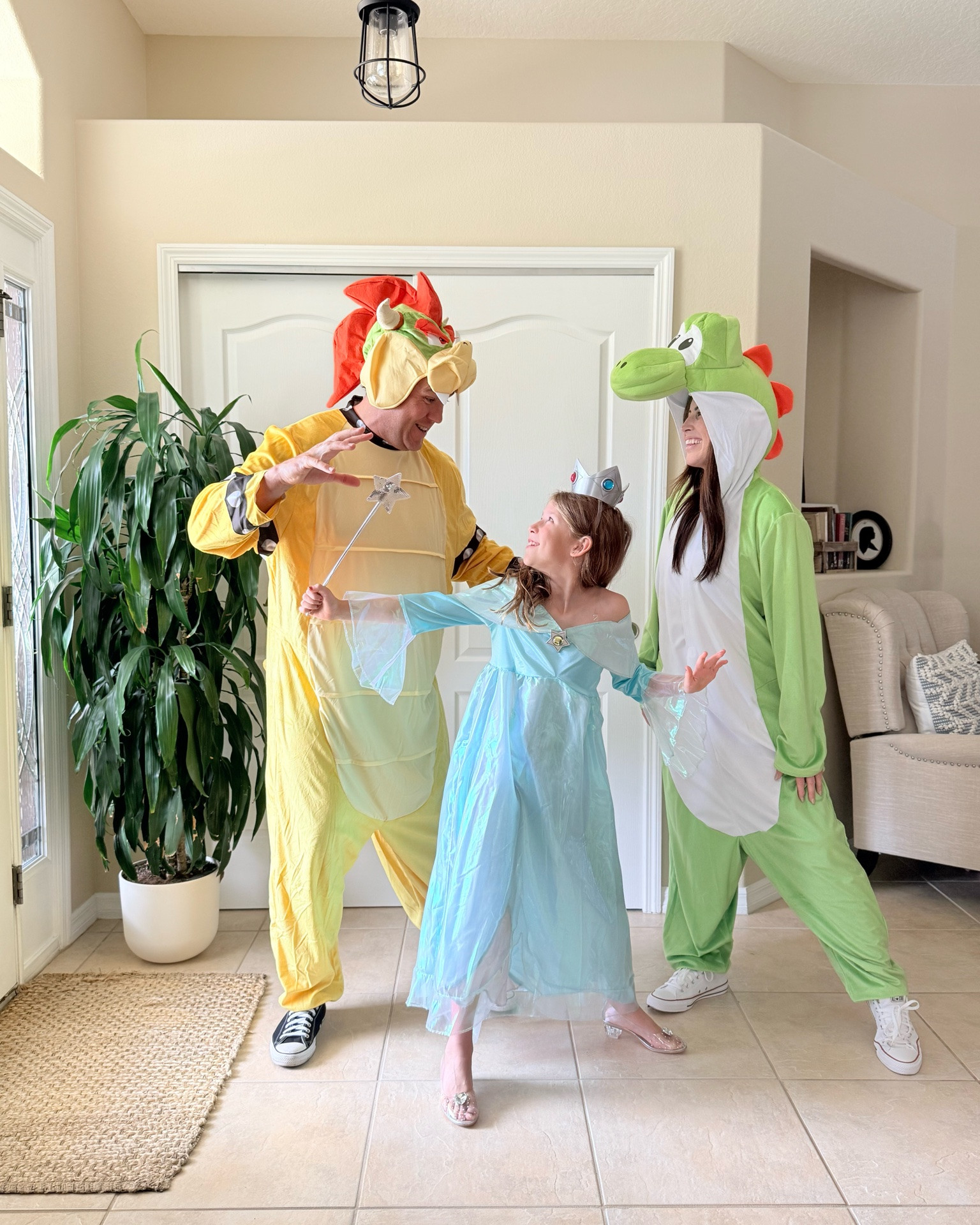 Family Halloween costume idea for 2026- Super Mario Galaxy, but not the typically chosen characters. 🎮✨

📸:Rosalina, Bowser & Yoshi for the win 💫

#LTKSeasonal #LTKU #LTKmomlife