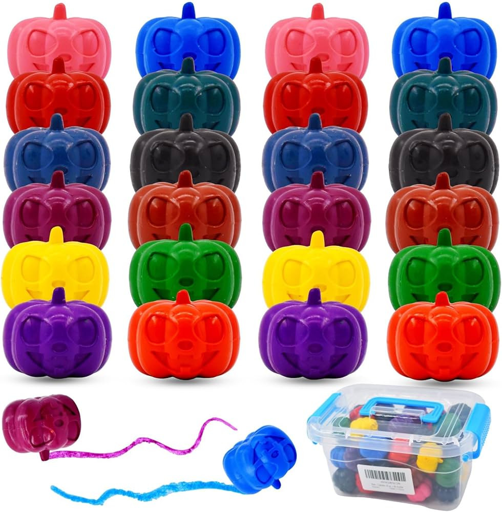 Halloween Pumpkin Kids Crayons, 12 Colors 24Pcs Non Toxic Washable Crayons for Kids Halloween Goo... | Amazon (US)