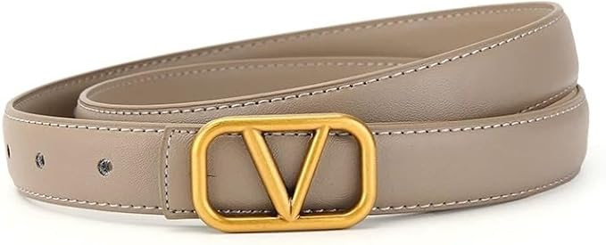 Women's Genuine Leather Belts with V-Style Gold Buckle, Casual Fashion Waist Belts for Jeans Dres... | Amazon (US)