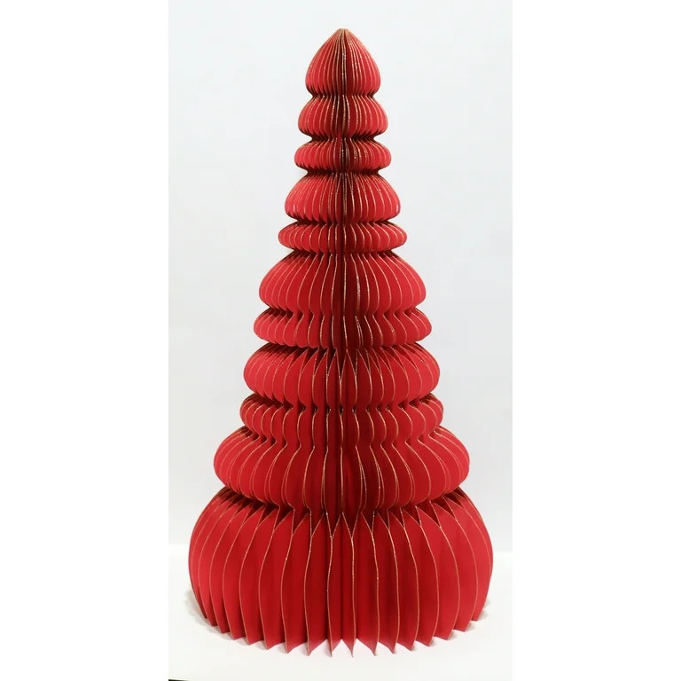 Honeycomb Paper Tree Christmas Decoration, Red, 35", by Holiday Time | Walmart (US)