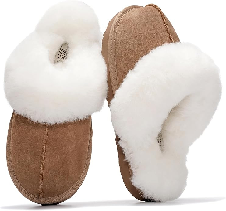 Project Cloud 100% Genuine Leather Slippers for Women Footwear with Genuine Fur Lining Womens Clo... | Amazon (US)