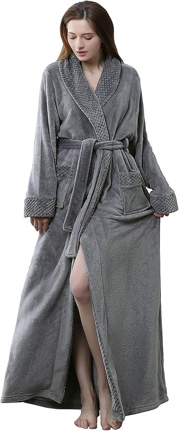 Artfasion Womens Long Fleece Robe - Warm Soft Floor Length Flannel Bathrobes for Winter Thicker L... | Amazon (US)