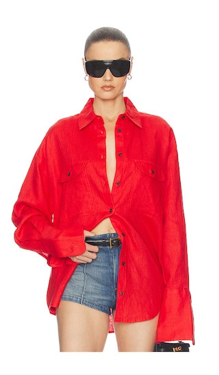 Washed Linen Shirt in Vintage Red | Revolve Clothing (Global)