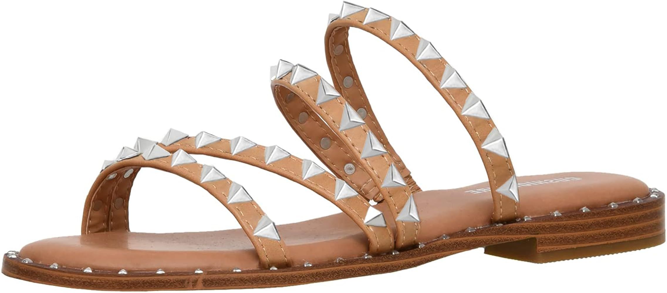 Amazon.com | Cushionaire Women's Tonya Studded slide sandal with Memory Foam, Tan 11 | Flats | Amazon (US)