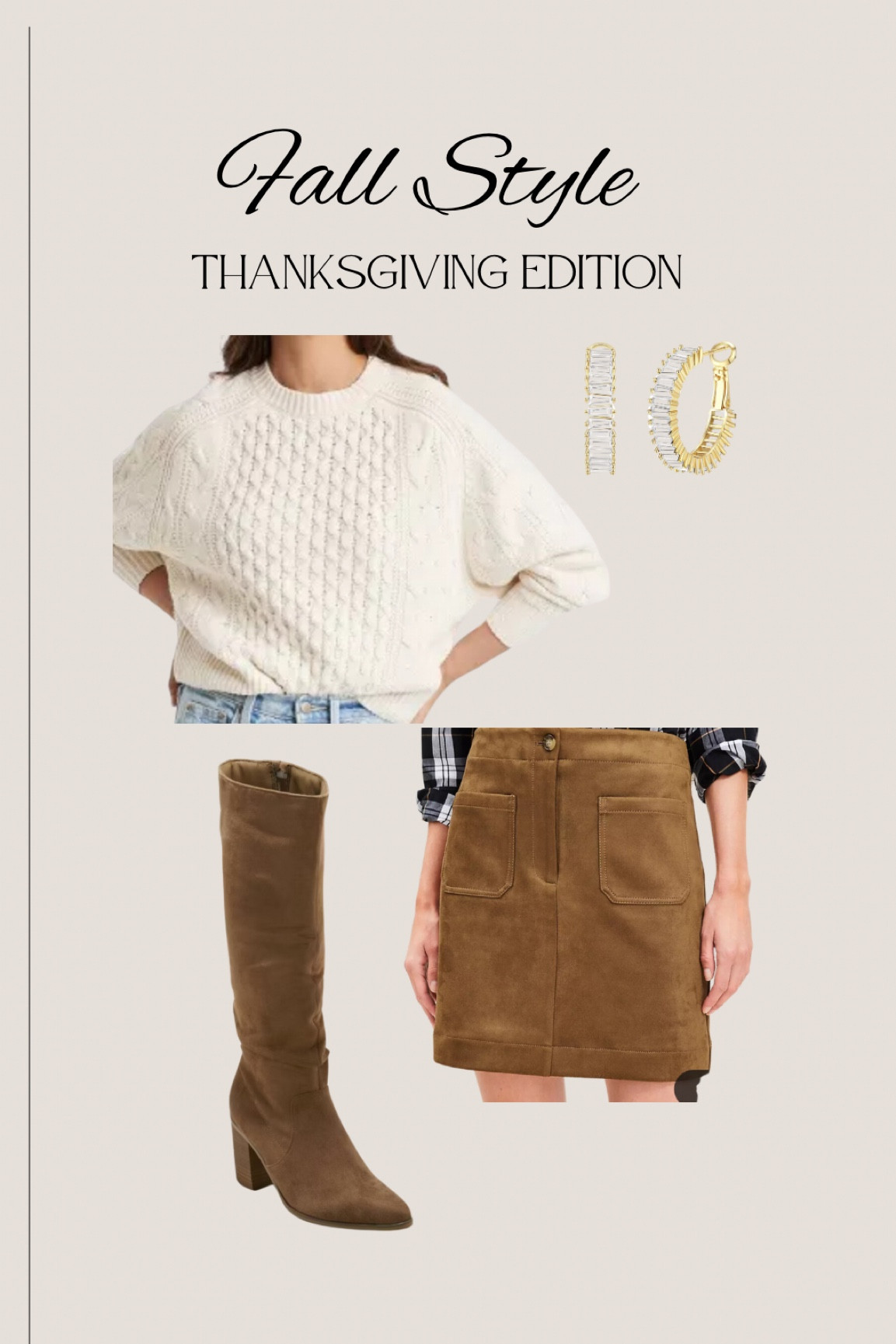 Thanksgiving Style Outfit Inspo// cable knit sweater + mini skirt 

a more dressy look for Thanksgiving, would also be perfect for family photos! I just grabbed this sweater and it’s so soft!

#LTKStyleTip #LTKHoliday #LTKMidsize