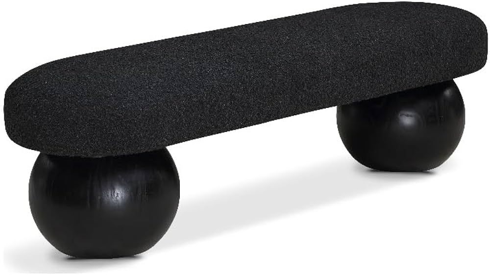 Pemberly Row Modern/Contemporary Rich Boucle Fabric Bowies Black Bench | Amazon (US)