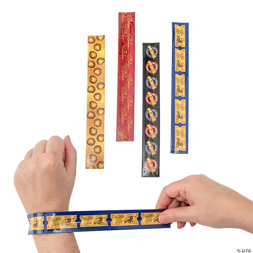 9" x 1" The Polar Express™ Multicolored Metal Slap Bracelets - 12 Pc. | Oriental Trading Company
