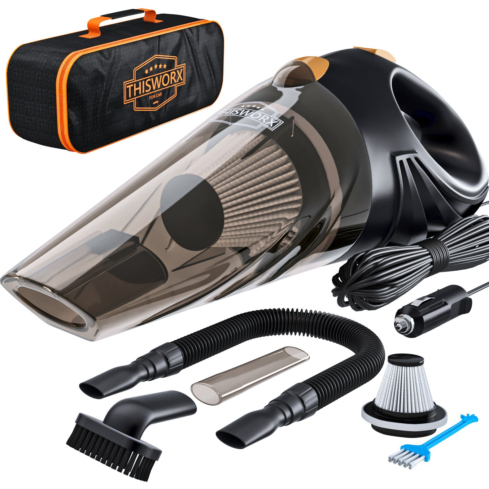 THISWORX Car Vacuum Cleaner - Portable, High Power, Handheld Vacuums w/ 3 Attachments, 16 Ft Cord... | Amazon (US)