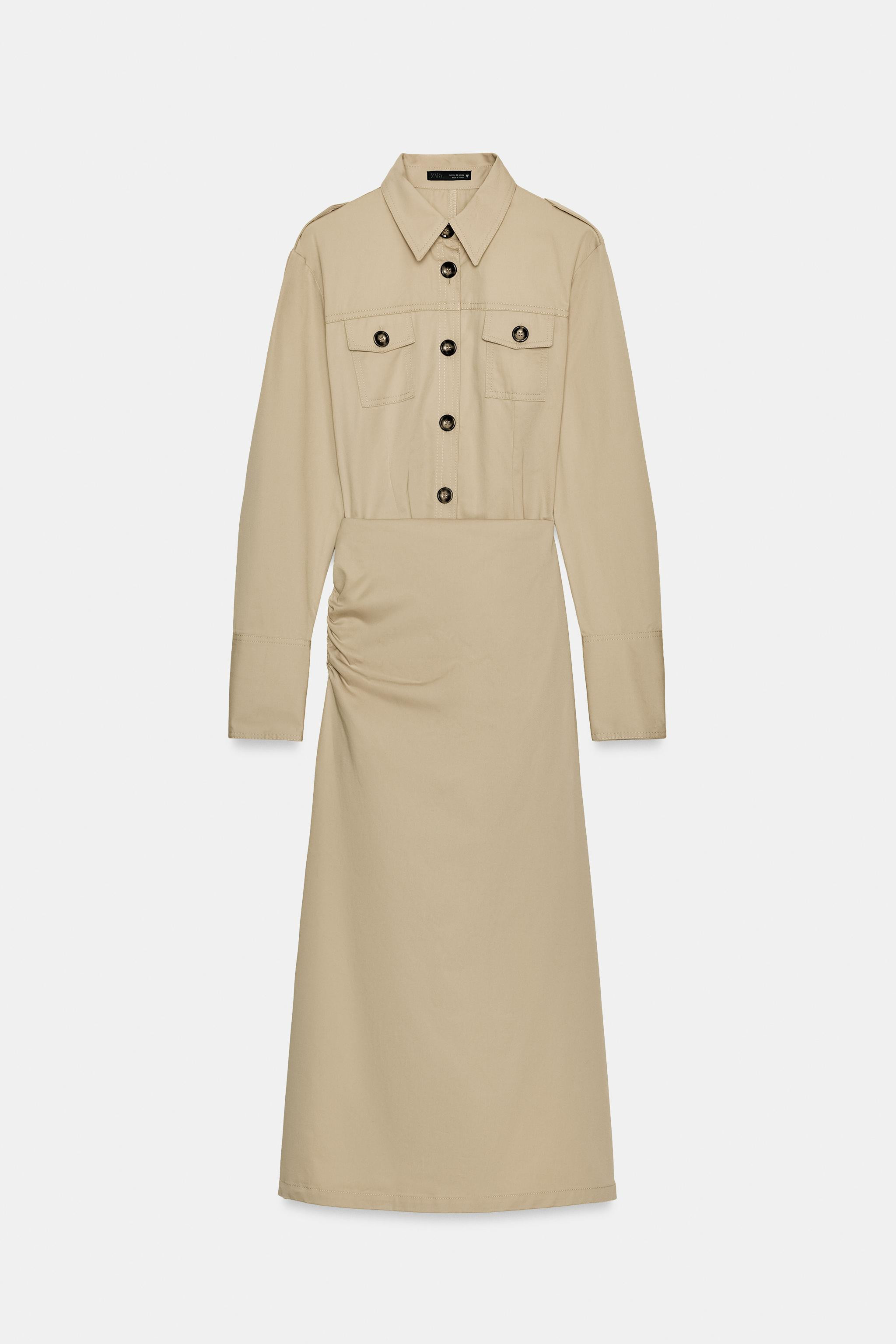 MIDI TWILL DRESS WITH LOOPS | Zara US