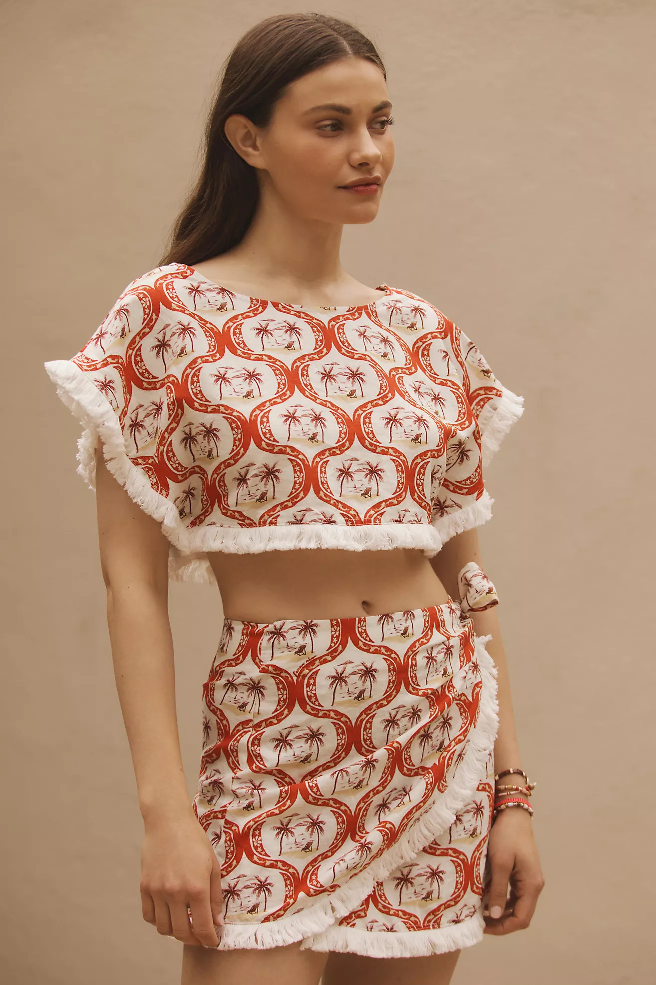 Farm Rio Summer Beach Linen Mini Skirt | Anthropologie (US)