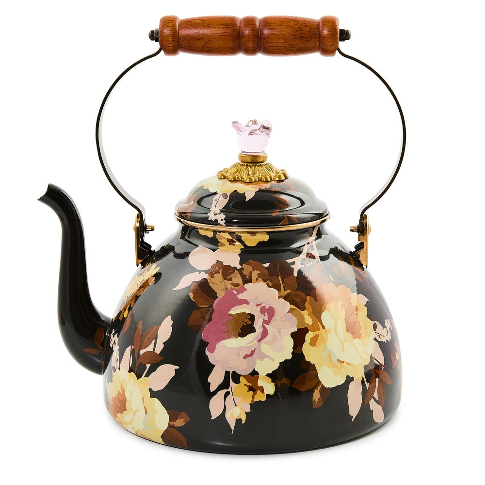 Wild Rose Brown 3 Quart Tea Kettle | MacKenzie-Childs