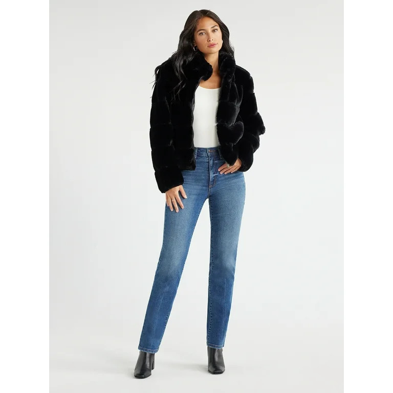 Sofia Jeans Women's Faux Fur Chubby Jacket, Sizes XXS-3XL | Walmart (US)
