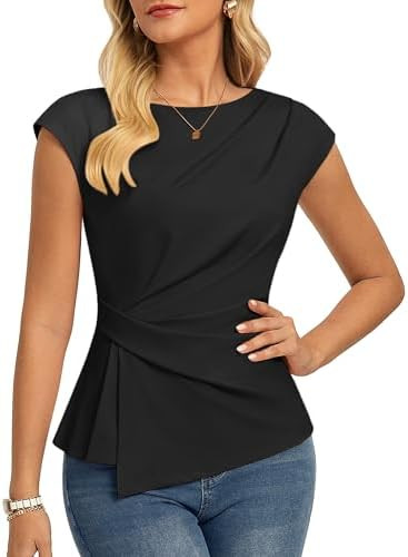 GRACE KARIN Womens 2026 Spring Short Sleeve Tops, Dressy Casual Peplum Shirts Outfit, Tunic Blous... | Amazon (US)