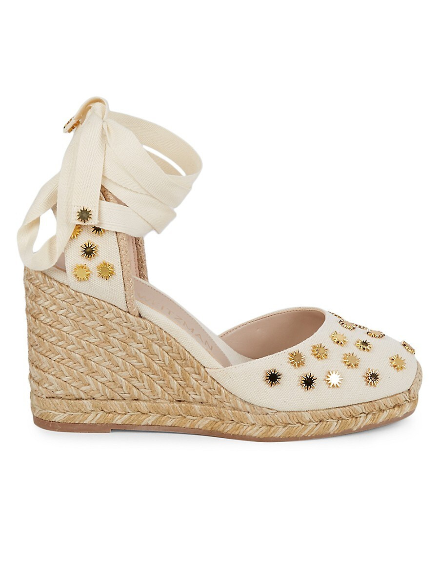 Stuart Weitzman Women's Marguerita Embellished Wedge Espadrilles - Natural - Size 5.5 W | Saks Fifth Avenue OFF 5TH