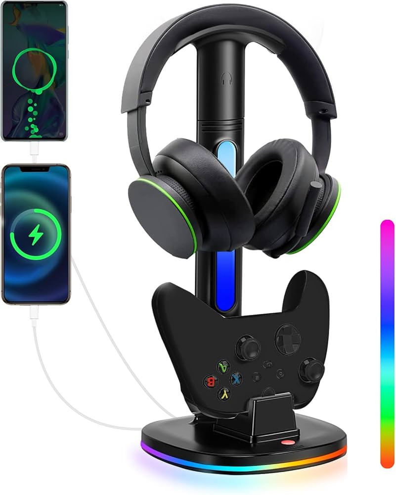 Controller Charger with RGB Headphone Stand for Xbox Series X|S/Elite 2/One/One X/One S/One Elite... | Amazon (US)
