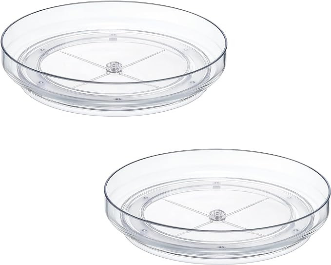 2 Pack 9 Inch Clear Acrylic Lazy Susan, Non-Skid Turntable Organizer for Cabinet, Kitchen, Pantry... | Amazon (US)