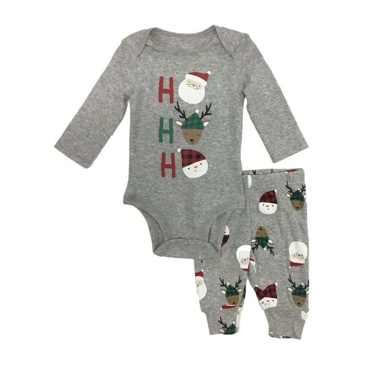 Carters Infant Boys Gray Ho Ho Ho Christmas Bodysuit & Pants Outfit 3 Months | Walmart (US)