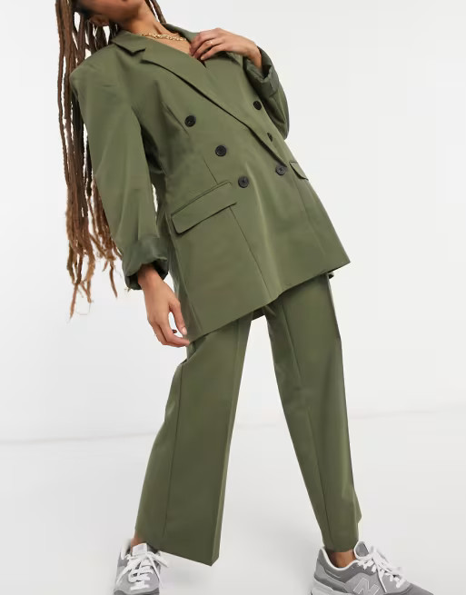 COLLUSION oversized double breasted dad blazer in olive green | ASOS (Global)