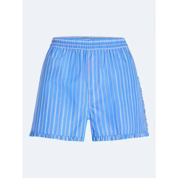Free Assembly Women's and Women's Plus Ruffle Trim Cotton Poplin Shorts, 2.75" Inseam, Sizes XS-4... | Walmart (US)