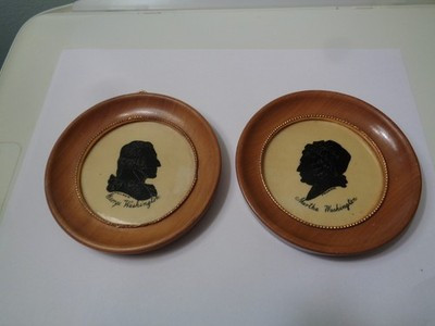 VINTAGE GEORGE & MARTHA WASHINGTON SILHOUETTE PORTRAITS  OVAL WOOD FRAMES PAT.#S | eBay US