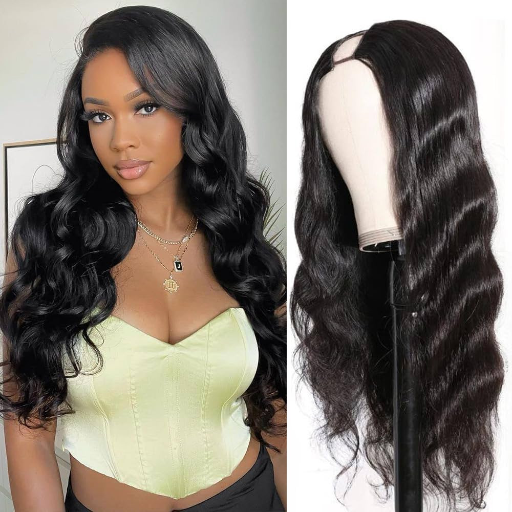 250% Density U Part Human Hair Wig Body Wave for Black Women U Part Wig Brazilian Virgin Human Ha... | Amazon (US)