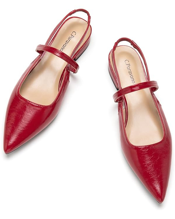 C.Paravano Women's Slingback | Pointed Toe Slingback Flats | Comfortable Slingbacks Pumps | Leath... | Amazon (US)