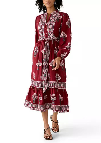 Women's Long Sleeve Midi Split Neck Dress | Belk