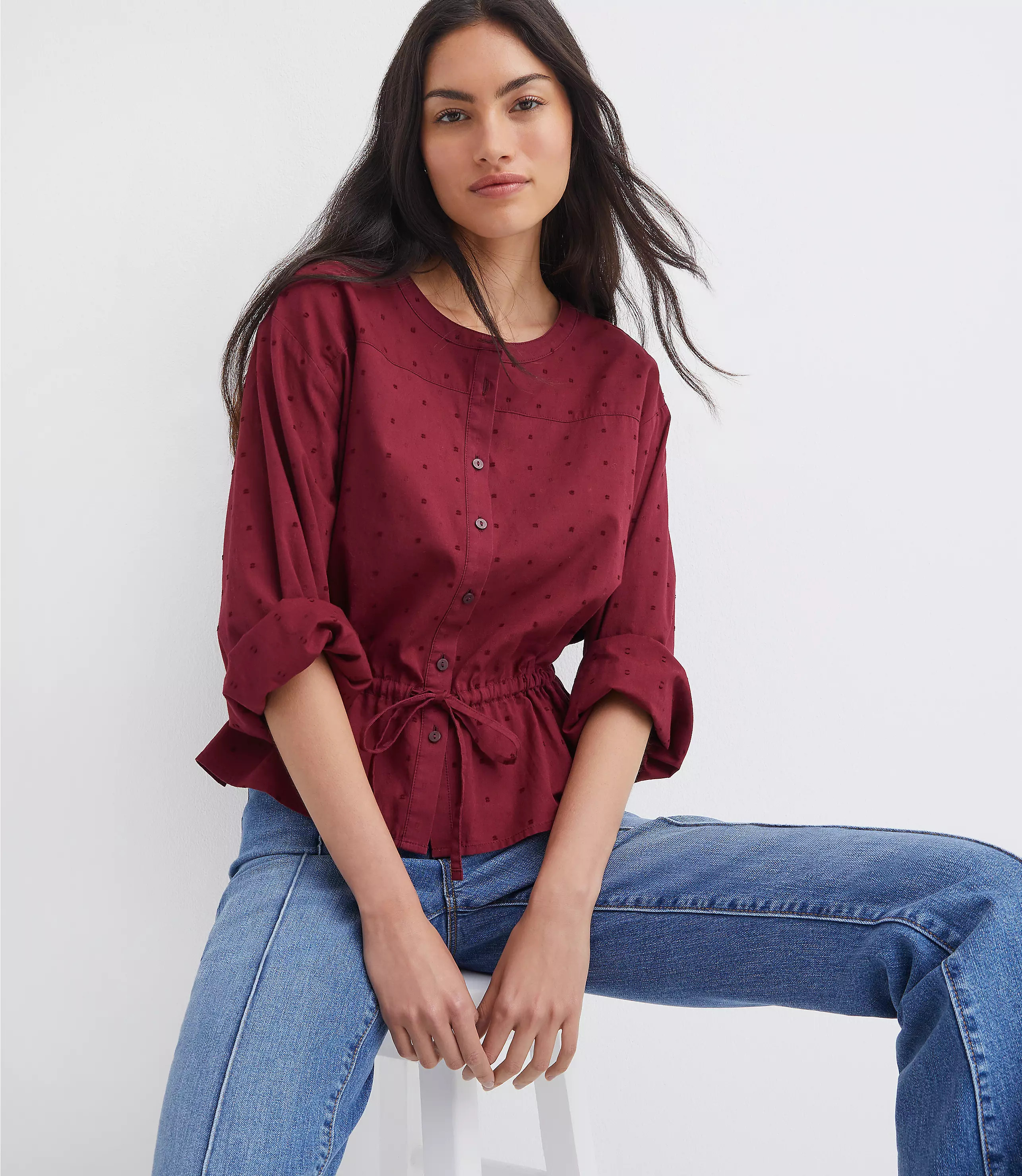 Clip Tie Peplum Shirt | LOFT