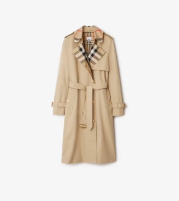 Long Check Collar Gabardine Trench Coat | Burberry (US)
