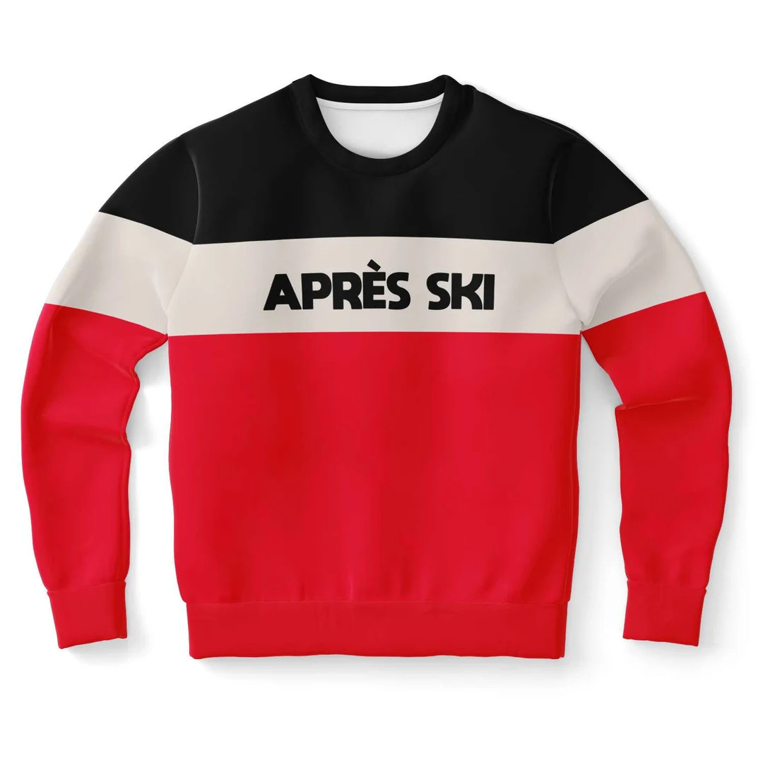 Apres Ski Sweatshirt Women Men Black Red Color Block Skiing - Etsy | Etsy (US)