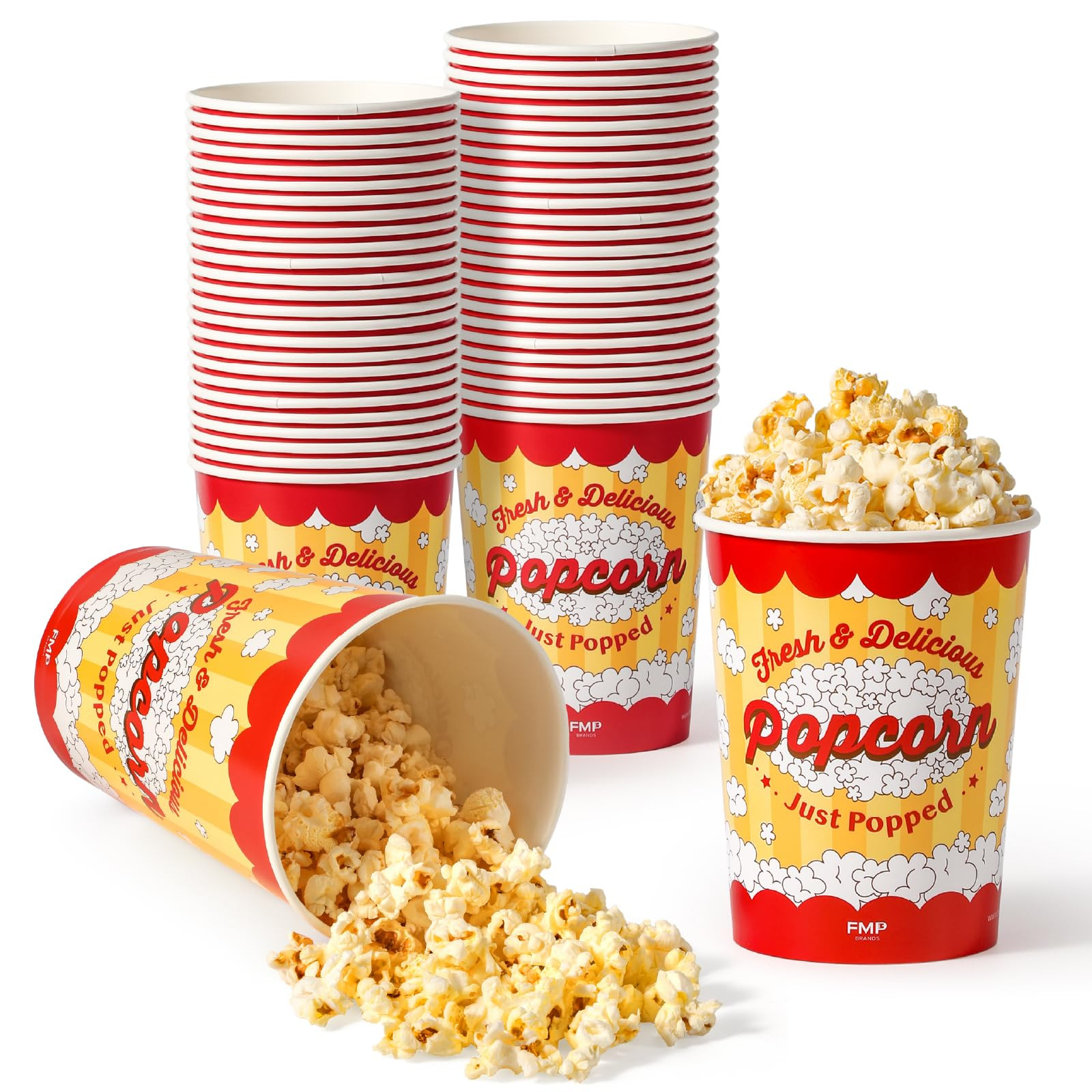 Fit Meal Prep 25 Pack Classic Paper Popcorn Buckets Disposable, 32 Oz Grease Resistant Popcorn Bo... | Amazon (US)