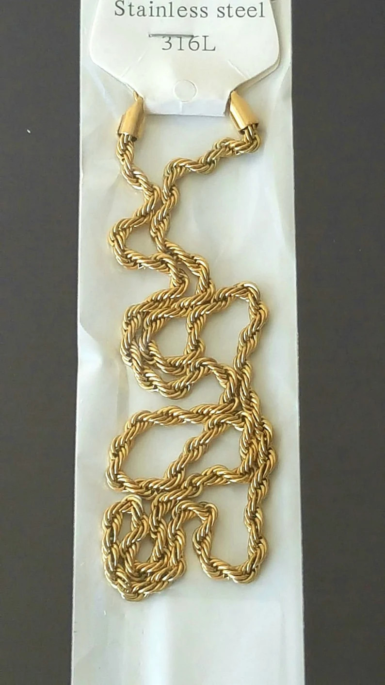 Rope Chain Gold Stainless Steel 4mm - Etsy | Etsy (US)