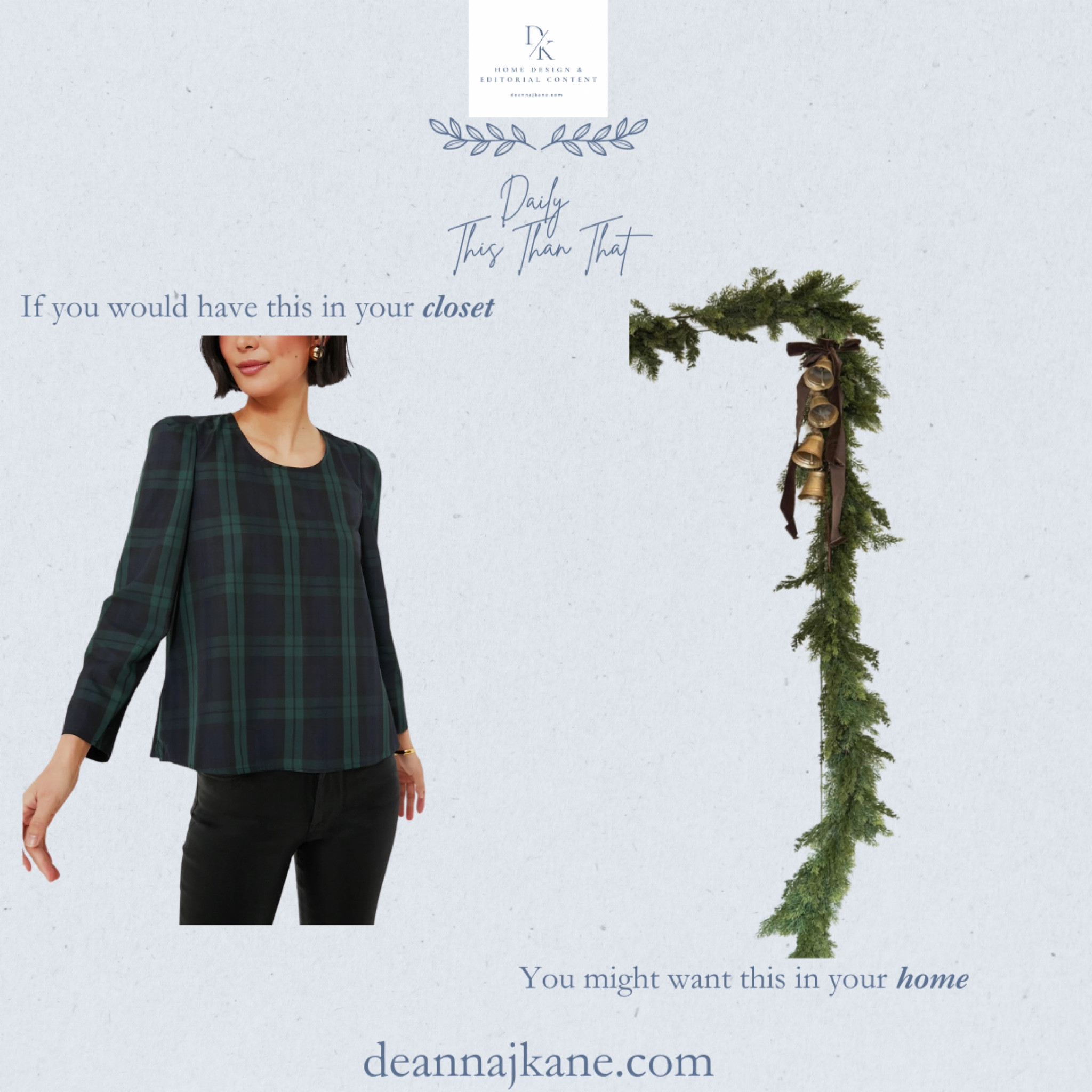 If you would wear this plaid blouse, you might want this faux cedar garland in your home. 

#LTKHome #LTKCyberWeek #LTKHoliday