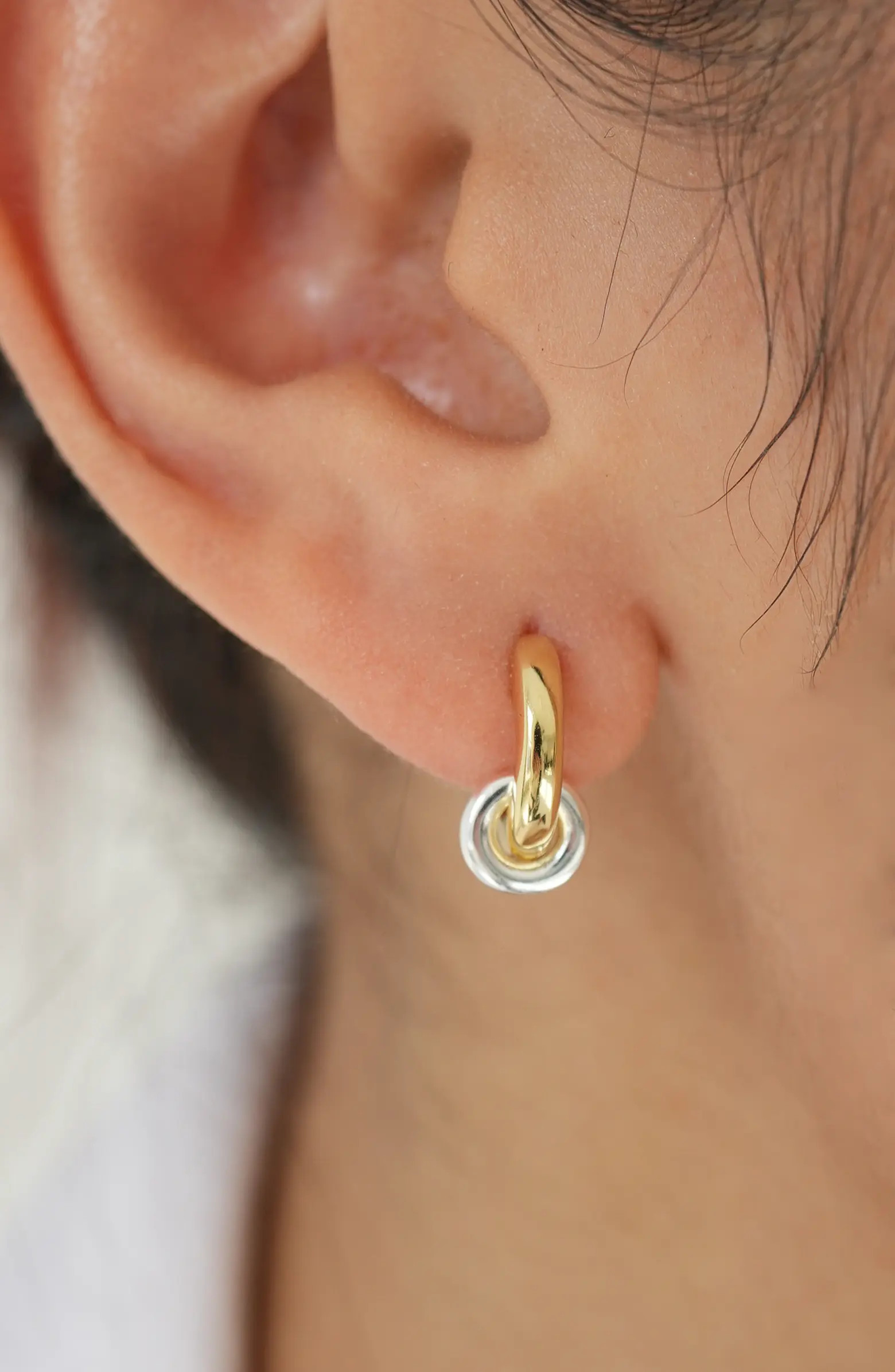 Argento Vivo Sterling Silver Two-Tone Interlock Hoop Earrings | Nordstrom | Nordstrom