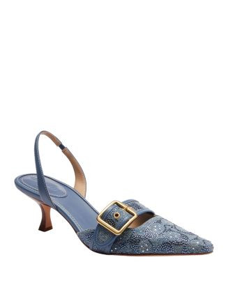 Women's Margot Signature Crystal Denim Slingback Pumps | Bloomingdale's (US)