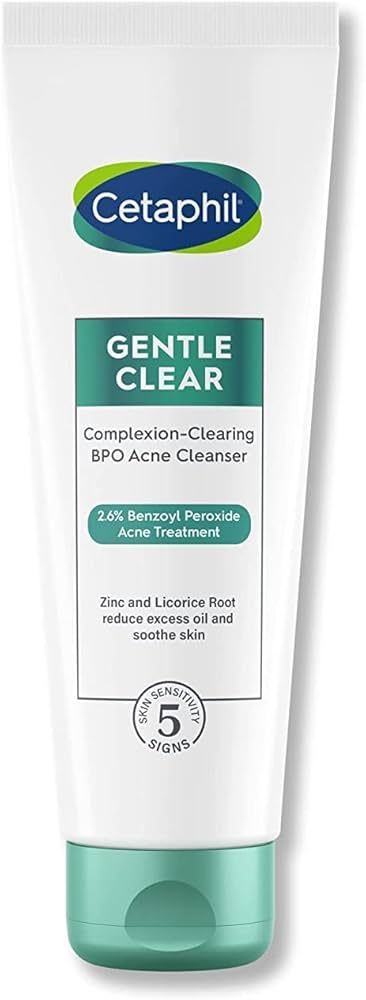 Cetaphil Gentle Clear Complexion-Clearing BPO Acne Cleanser with 2.6% Benzoyl Peroxide, Creamy an... | Amazon (US)