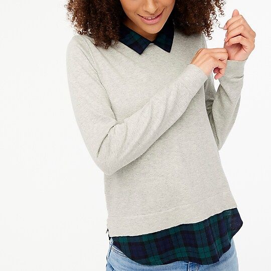 Tartan woven collar sweater | J.Crew Factory