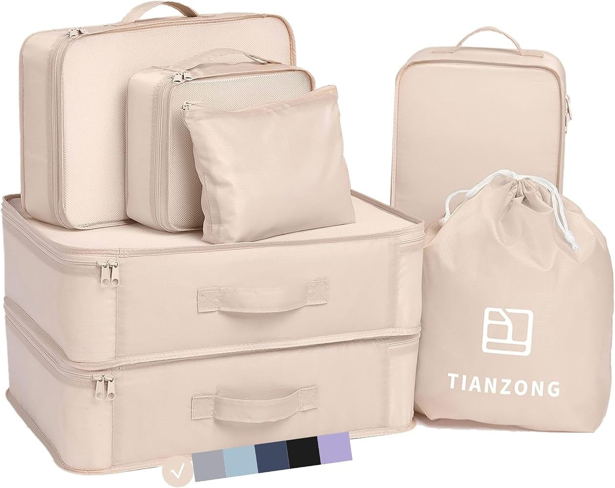 tianzong 7-piece Set Packing Cubes, Travel Bags for Luggage, Packing Organizers with Shoe Bag | Amazon (US)
