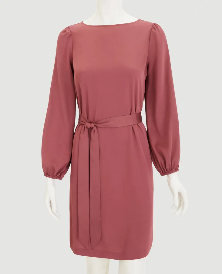 SATIN BALLOON SLEEVE DRESS | Ann Taylor Factory