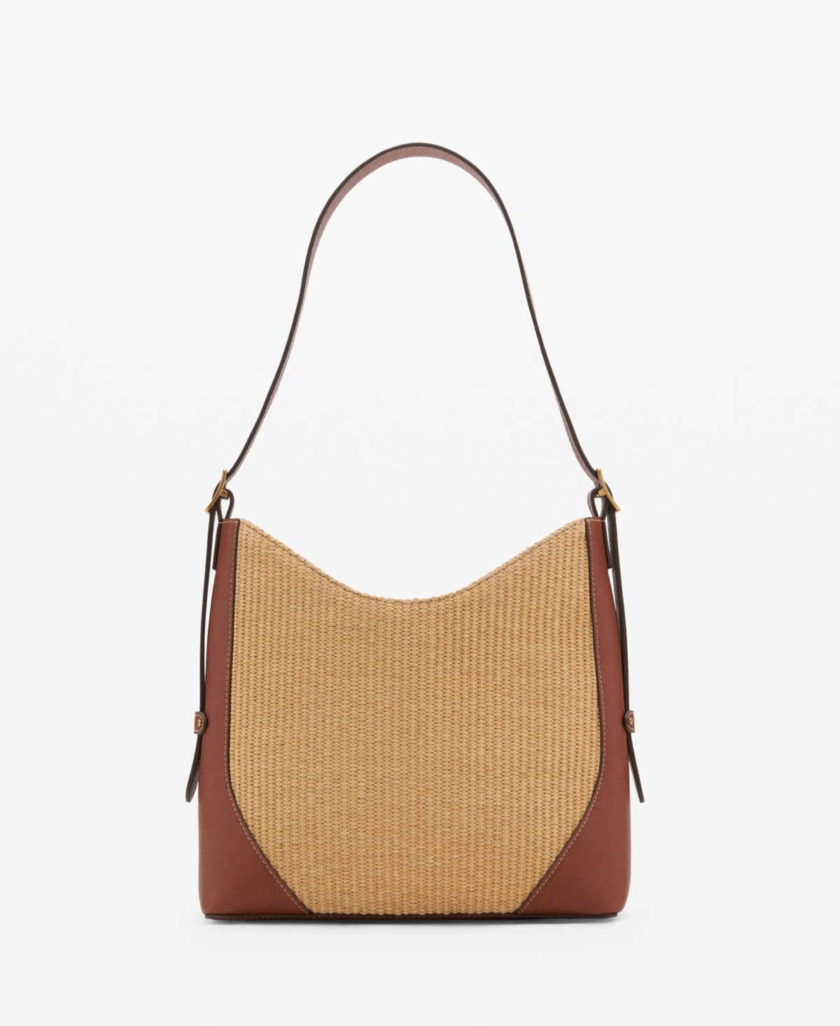 Mango Women's Contrast Canvas Shoulder Bag - Leather | Macy's